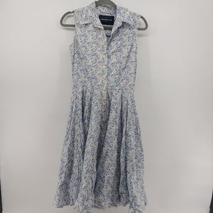 Samantha Sung Floral SHIRT COLLAR SLEEVELESS COTTON STRETCH Size 2 cottage core